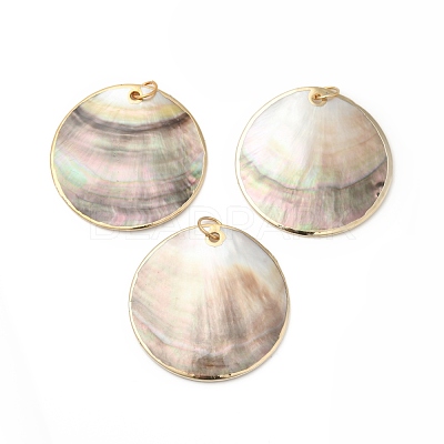 Natural Black Lip Shell Big Pendants BSHE-G029-20G-1