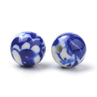 Opaque Flower Printed Acrylic Beads LS-MACR-S271-10mm-06-1