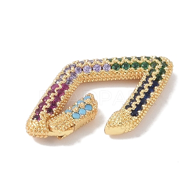 Rack Plating Brass Micro Pave Cubic Zirconia Twister Clasps KK-NH0002-06G-02-1