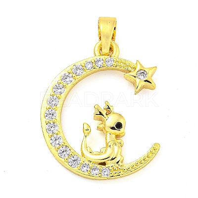 Brass Micro Pave Clear Cubic Zirconia Pendants FIND-Z044-03G-1