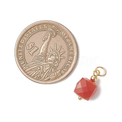 Natural Carnelian Faceted Cube Charms PALLOY-JF04975-1