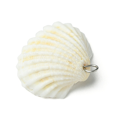 Natural Shell & Imitation Pearl Pendants PALLOY-JF03376-02-1