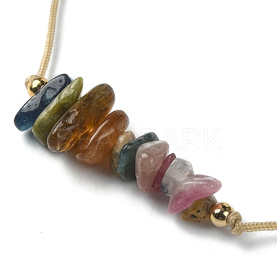 Natural Multicolor Tourmaline Chips Braided Bead Bracelets BJEW-JB09851-10-1