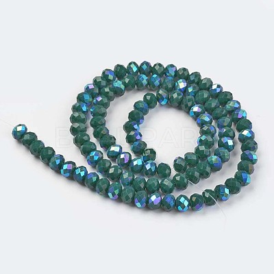Electroplate Opaque Solid Color Glass Beads Strands EGLA-A034-P8mm-L06-1