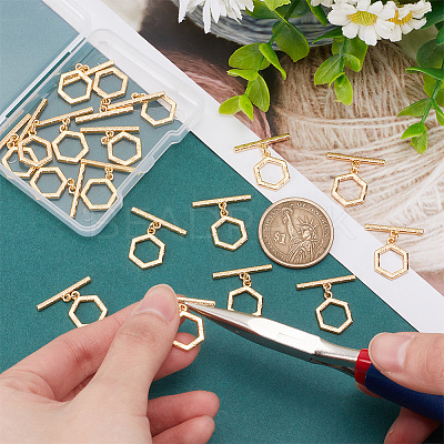 18Pcs Brass Toggle Clasps KK-GO0001-12-1