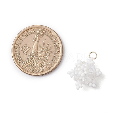 Glass Seed Beaded Snowflake Pendants PALLOY-MZ00815-01-1
