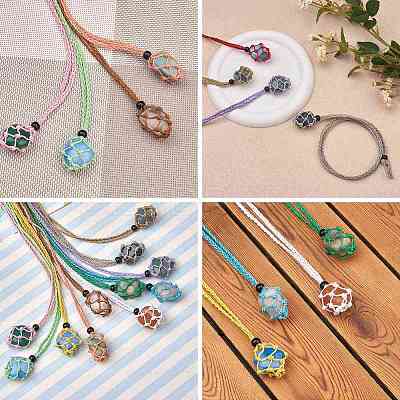 Braided Waxed Cotton Thread Cords Macrame Pouch Necklace Making AJEW-SW00021-1