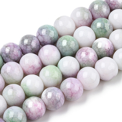Ombre Effect Dyed Crackle Glass Beads X1-GLAA-T031-10mm-01K-1