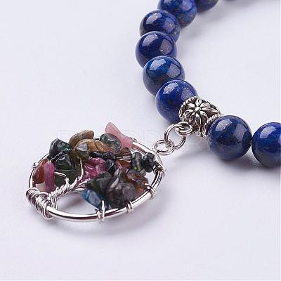 Gemstone Stretch Bracelets BJEW-F262-B-1