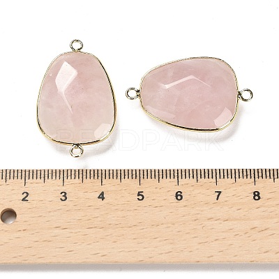 Natural Rose Quartz Faceted Connector Charms G-F763-02G-06-1