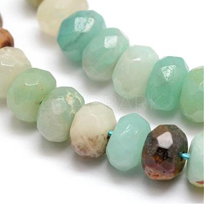 Faceted Natural Flower Amazonite Rondelle Beads Strands G-K090-12-1