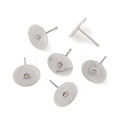 Tarnish Resistant 316 Surgical Stainless Steel Flat Round Blank Peg Stud Earring Settings STAS-R073-06B-1