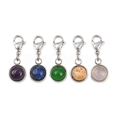 Natural Mixed Stone Charms Pendant Decorations HJEW-JM04211-01-1