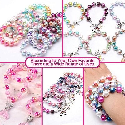 Rainbow ABS Plastic Imitation Pearl Beads OACR-YW0001-79-1
