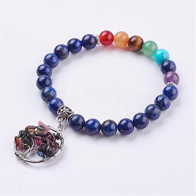 Gemstone Stretch Bracelets BJEW-F262-B-1