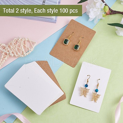 200Pcs 2 Colors Rectangle Cardboard Jewlery Display Cards CDIS-SZ0001-18-1
