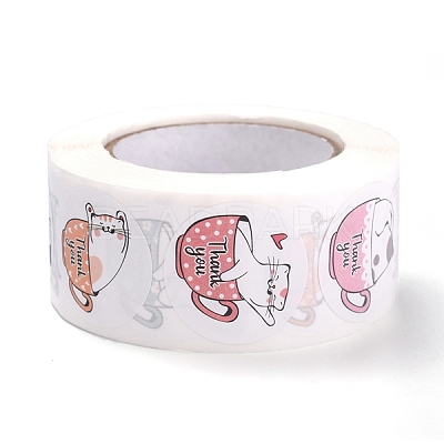 500 Adorable Round Cartoon Stickers in 6 Designs X-DIY-B010-01-1