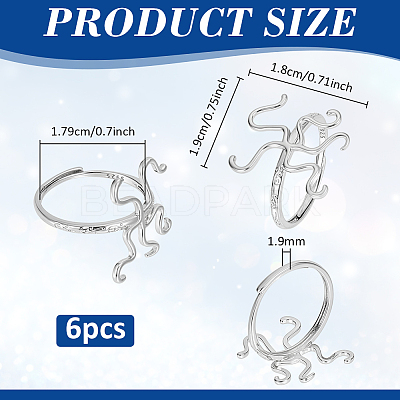 6Pcs Adjustable Brass Ring Components FIND-PH0038-31C-1