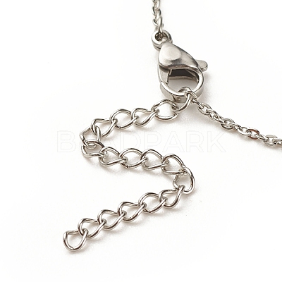 304 Stainless Steel Whale Tail Charm Anklet with Round Natural White Jade Beads for Women AJEW-AN00498-01-1