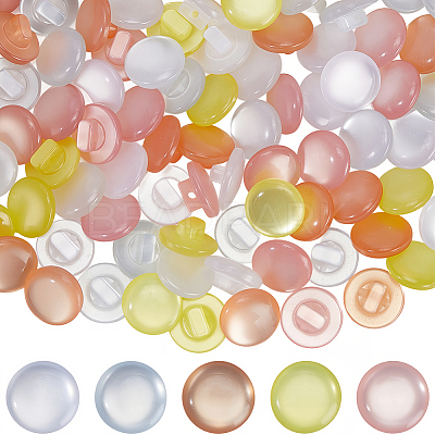 150Pcs 5 Colors Flat Round Resin Buttons BUTT-CY0001-24-1