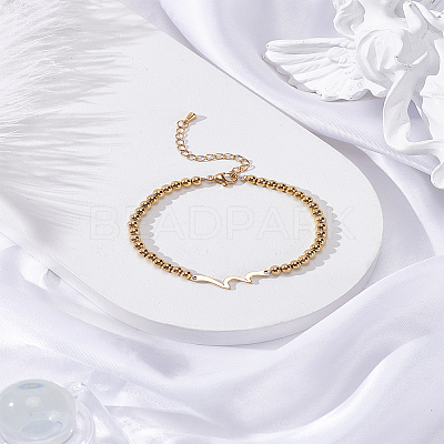 1Pc 301 Stainless Steel Ball Chain Bracelets for Women Men BJEW-LP0001-45G-1