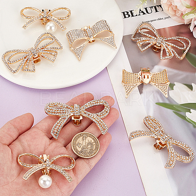 8Pcs 4 Styles Bowknot Alloy Rhinestone Shoe Decorations AJEW-PH0011-73-1