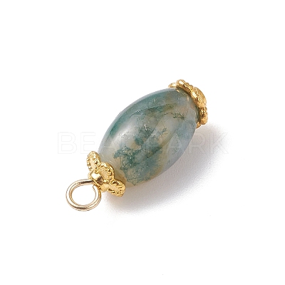 6Pcs Natural Moss Agate(Dyed & Heated) Pendants PALLOY-JF04532-01-1