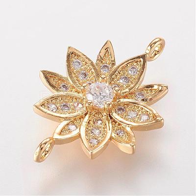 Brass Micro Pave Cubic Zirconia Links ZIRC-K061-57G-1