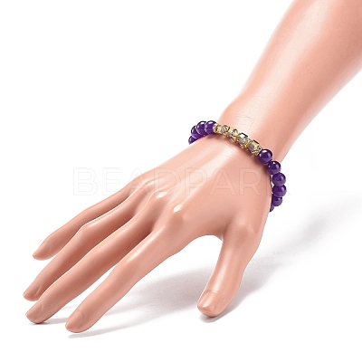 4Pcs 4 Style Natural Mixed Gemstone & Glass Cube Beaded Stretch Bracelets Set for Women BJEW-JB08855-1