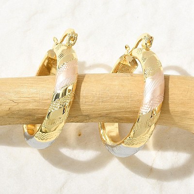 Brass Two Tone Hoop Earrings EJEW-B117-06D-M-1