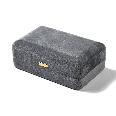 Rectangle Iron Covered with Velvet Jewelry Set Storage Boxes CON-K002-07B-1