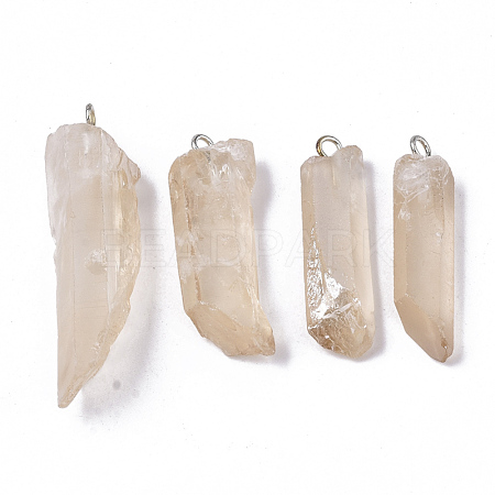 PVD Vacuum Plating Natural Quartz Crystal Pendants G-R461-07H-1