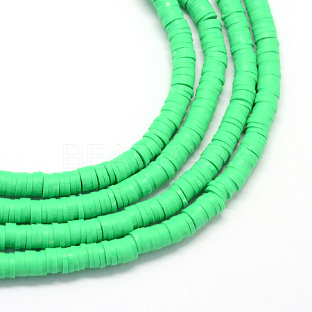Flat Round Eco-Friendly Handmade Polymer Clay Bead Spacers X-CLAY-R067-4.0mm-06-1