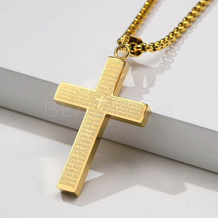 Stainless Steel Cross Pendant Necklace Men Women Hip-hop Jewelry Non-fading TX5023-1-1
