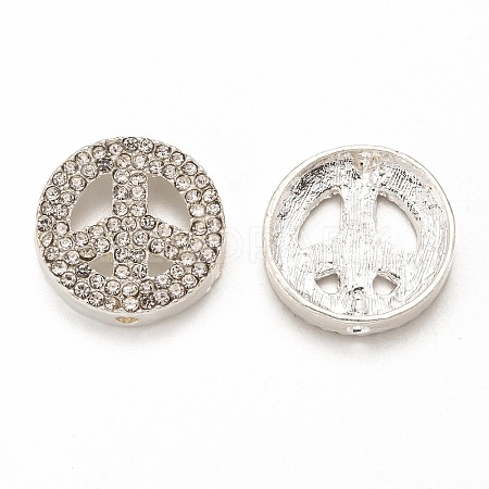 Peace Sign Alloy Crystal Rhinestone Beads LS-RB-J451-01S-1