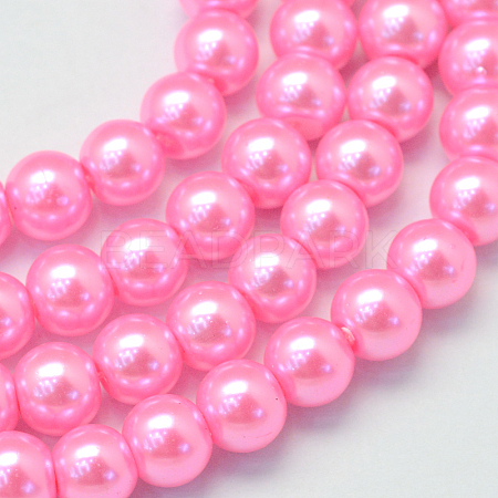 Baking Paint Pearlized Glass Pearl Round Bead Strands HY-Q330-8mm-68-1