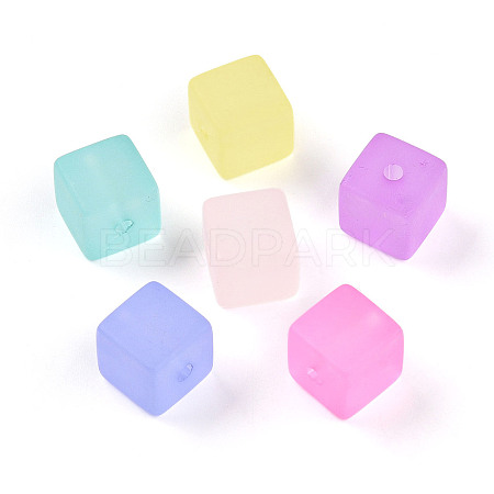 Frosted Transparent Acrylic Beads FACR-N006-03-1