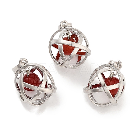 Natural Carnelian Round Ball Pendants G-Q163-05P-03-1