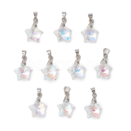 10Pcs Glass Pendants PALLOY-JF03119-01-1