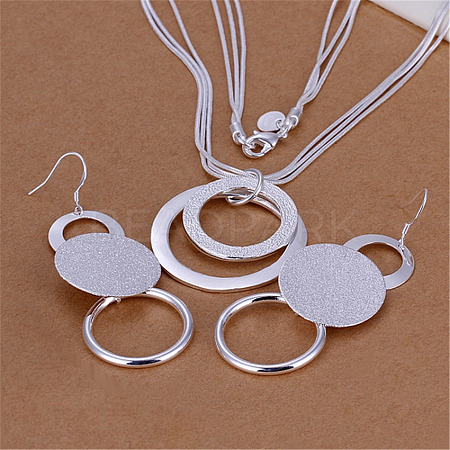 Brass Circle Pendant Necklaces & Dangle Earrings Sets FS-WG73AED-01-1