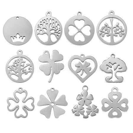 12Pcs 12 Style 304 Stainless Steel Charms STAS-SZ0001-48-1