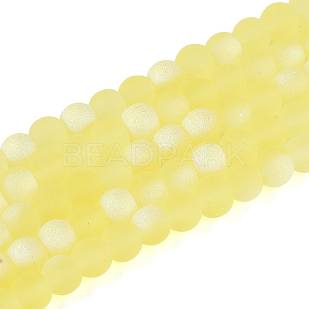 Frosted Transparent Glass Beads Strands GLAA-T032-T4mm-MBB12-1