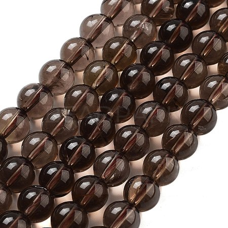 Natural Smoky Quartz Round Beads Strands G-E329-8mm-38A-1