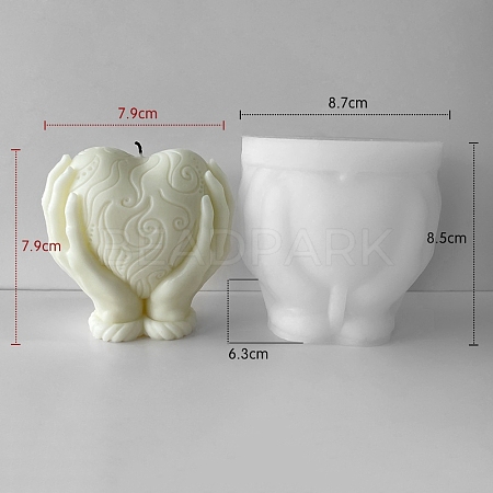 Heart with Hand Silicone Candle Holder Molds PW-WG37014-01-1