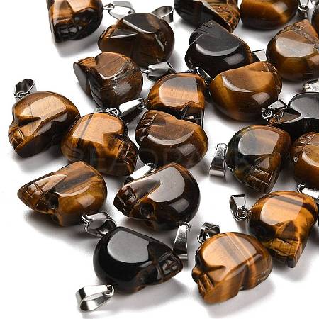 Natural Tiger Eye Pendants G-Z067-02P-13-1