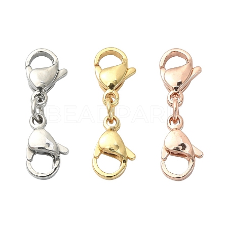 3Pcs 3 Colors 304 Stainless Steel Double Lobster Claw Clasps STAS-YW0001-52A-1