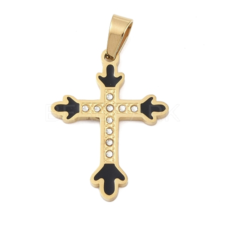 Ion Plating(IP) 304 Stainless Steel Enamel Rhinestone Pendants STAS-Q325-05M-G-1