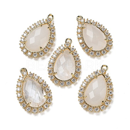 Natural Quartz Crystal Faceted Teardrop Pendants G-I375-01G-06-1