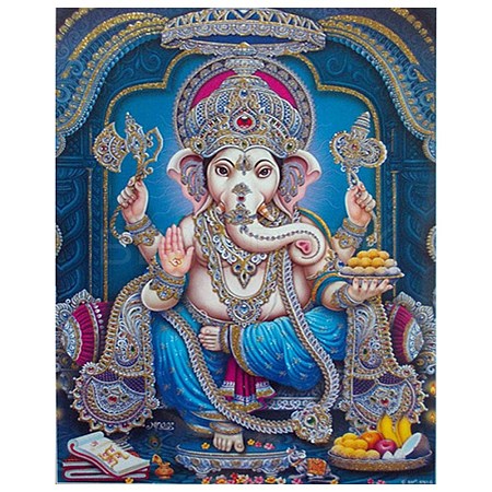 Hindu Elephant God Lord Ganesh Statue Religion Theme DIY Diamond Painting Kit WG31940-01-1