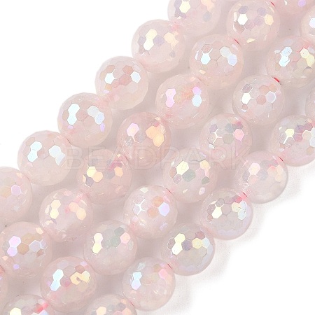 Electroplated Natural Rose Quartz Beads Strands G-Z038-A03-03AB-01-1